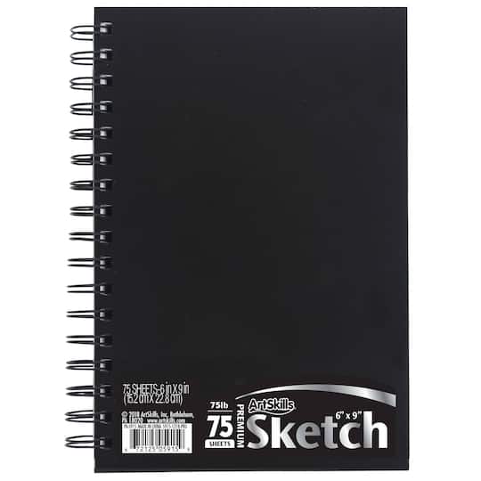 ArtSkills® Black Spiral Sketchbook with Perforated Pages, 6" x 9"